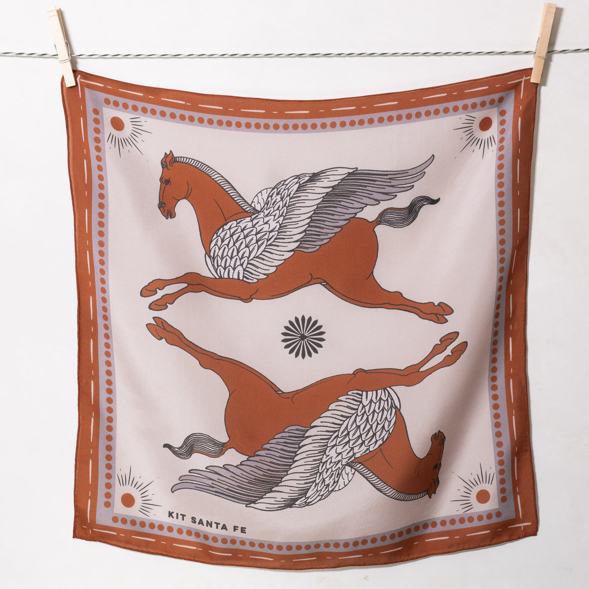 Sciarpa Bandana Quadrata In Seta 100% Con Fantasia Cavallo – Colore Blu, Donna, Multistagionale